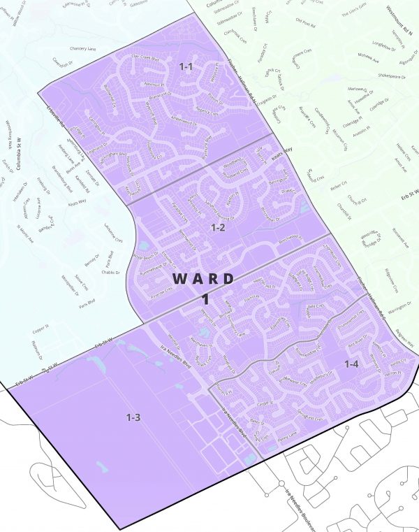 Map showing Waterloo Ward 1